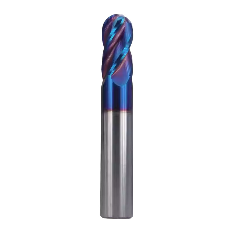 Ball Nose End mill: 12mm Dia, 24mm LOC, 75mm OAL, 4 Flutes, Solid Carbide, Nano Blue Coated