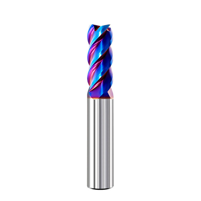 Corner Radius End mill: 8mm Dia, 20mm LOC, 1mm Radius, 8mm Shank, 60mm OAL, 4 Flutes, Solid Carbide, Nano Blue Coated